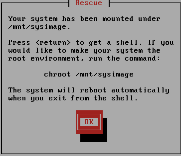 go to shell in rescue mode RHEL 6