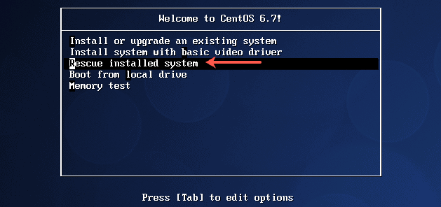 rescue mode boot menu option RHEL 6
