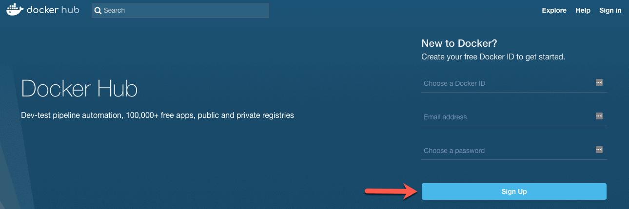 docker repository hub sign up