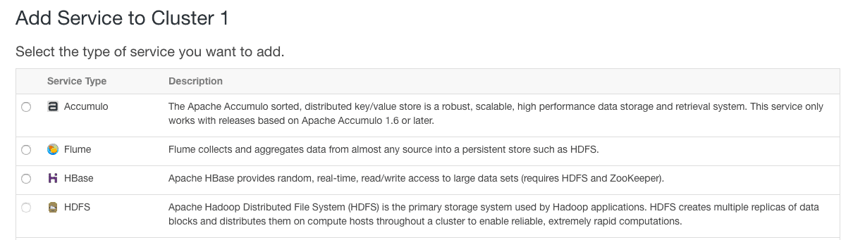 select type of service to add using cloudera manager CCA 131