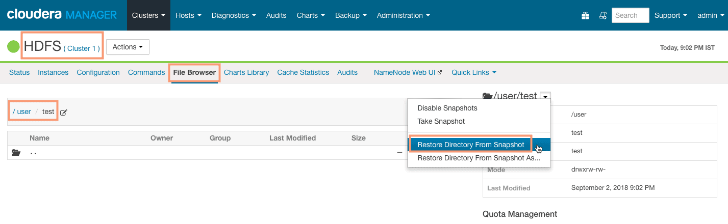 restoring HDFS snapshots CCA 131 exam