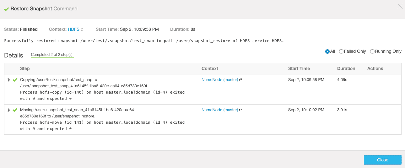 successful restoration of HDFS snapshot CCA 131 exam