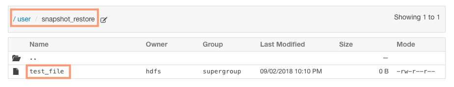 verify the restoration of HDFS snapshot CCA 131