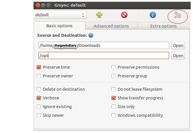 grsync take backup ubuntu