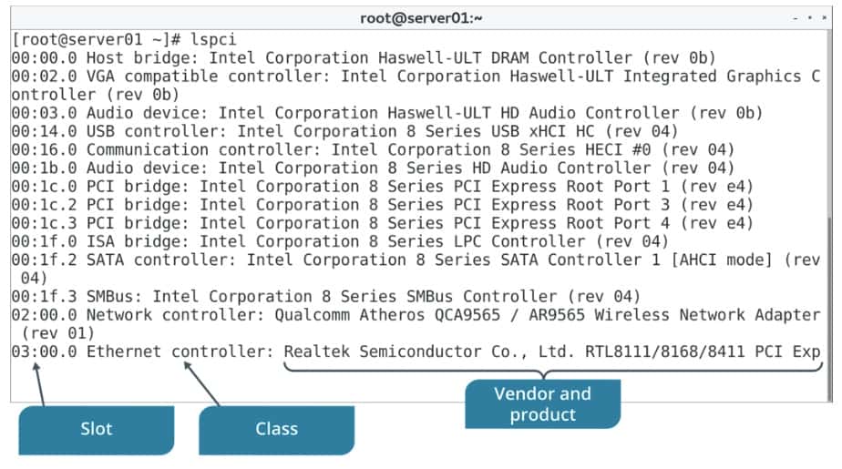 lspci command examples in Linux