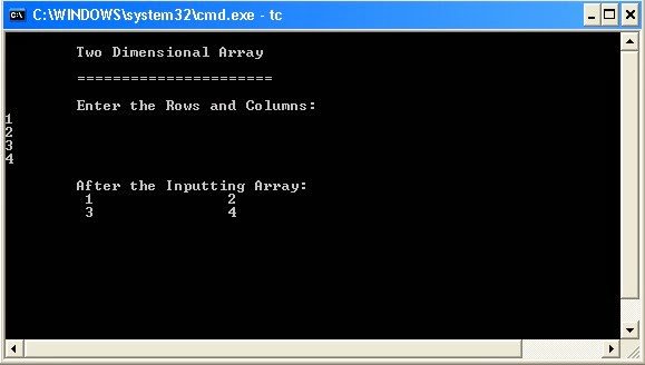 two dimentional array in C programming